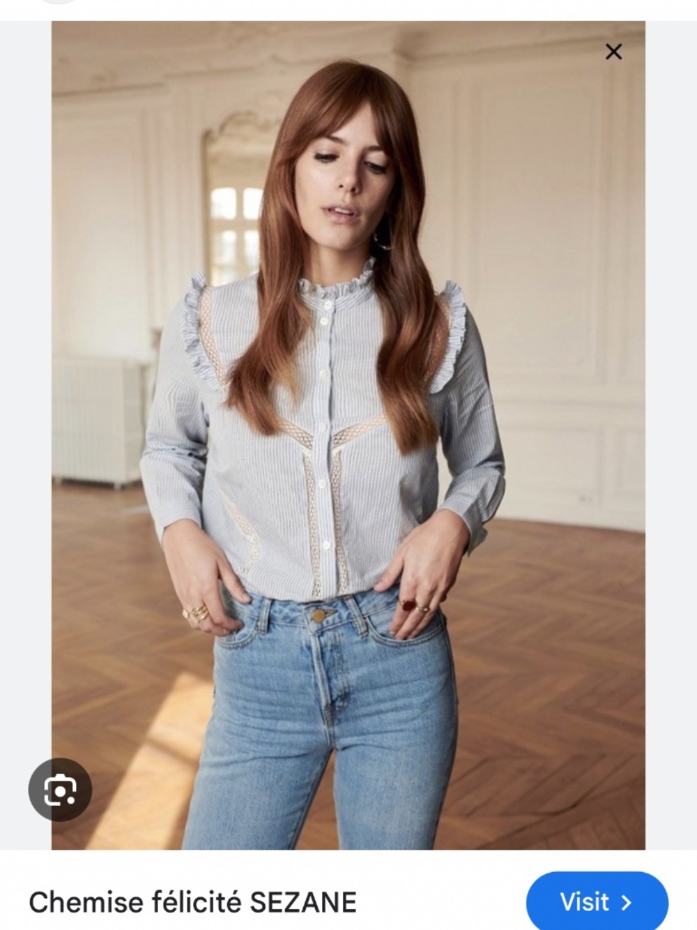 Sezane Blue/Ecru Felicite Shirt - Size 36/4